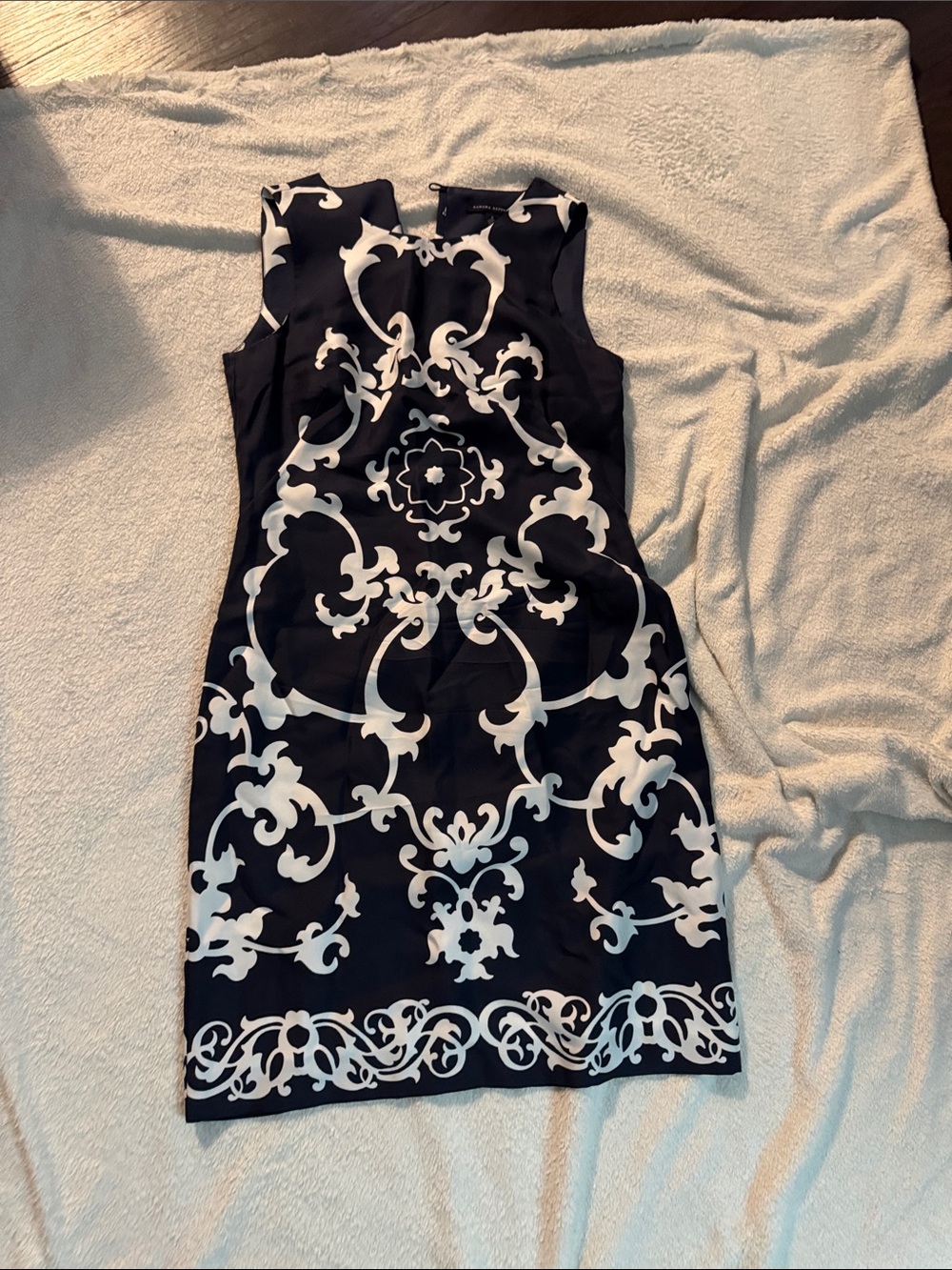 Banana Republic Black and White Ornamental Sleeveless Midi Dress